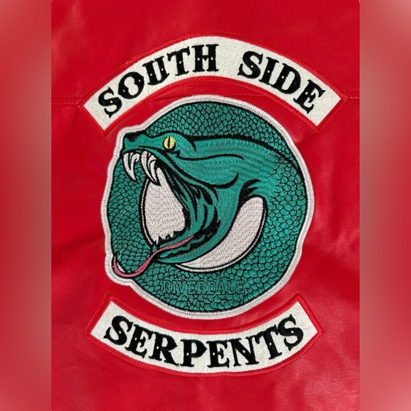 Riverdale South Side Serpents Red Faux Leather Jacket – Women’s L - Picture 10 of 11